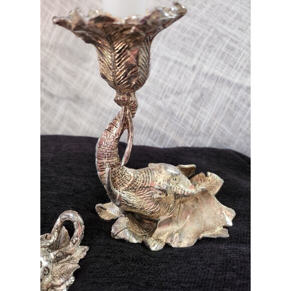 1990's Arthur Court candle holders, vintage set, Leopard and Elephant - Picture 10 of 14